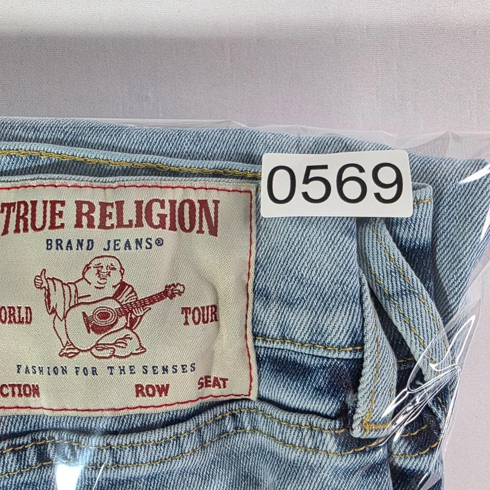 True Religion Geno Relaxed Slim Jeans Mens 31x31 Light Wash Blue Denim
